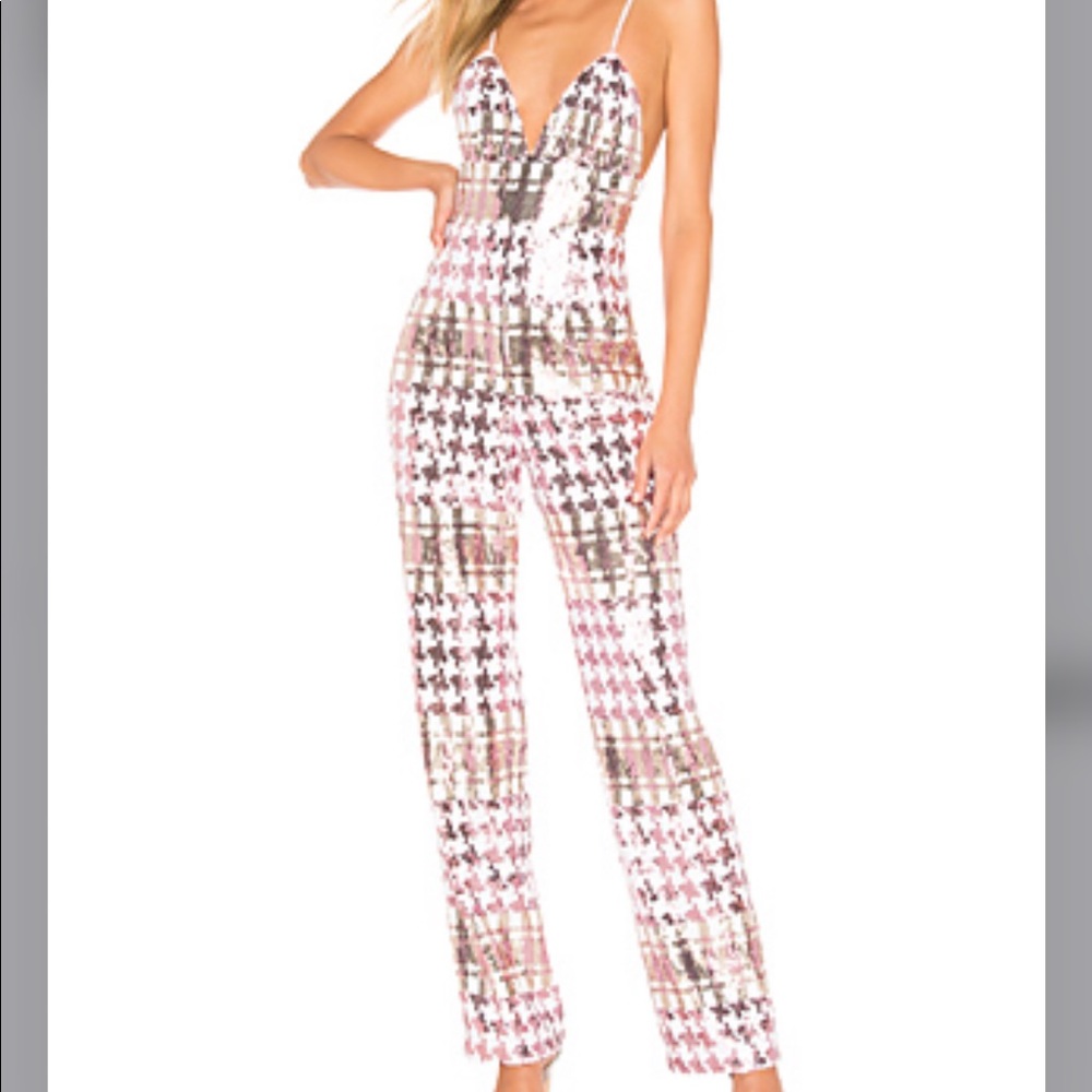 REVOLVE (X by NBD) DORIAN JUMPSUIT PINK & IVORY